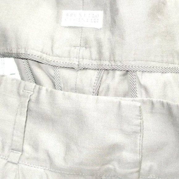 Brunello Cucinelli Pleated Pants Gray Cotton Silk size - 8 slit pockets - Picture 2 of 11